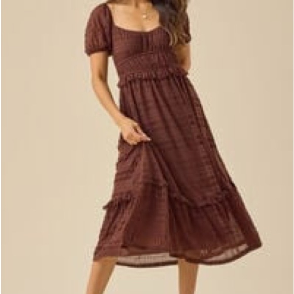 Altar'd State Lottie Textured Dress Brown